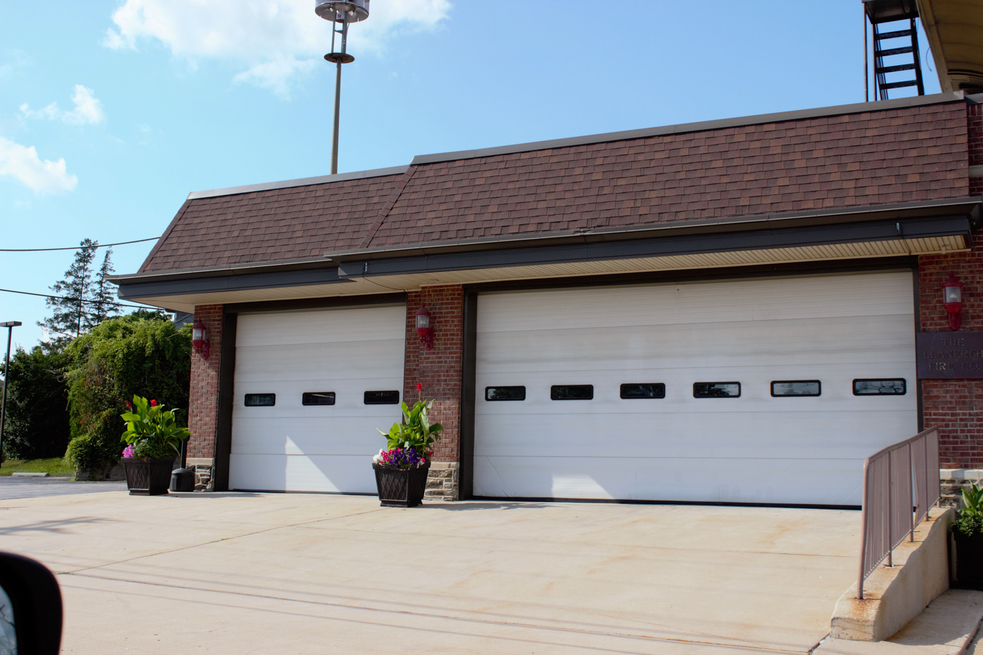 Residential white garage doors on Canadian home