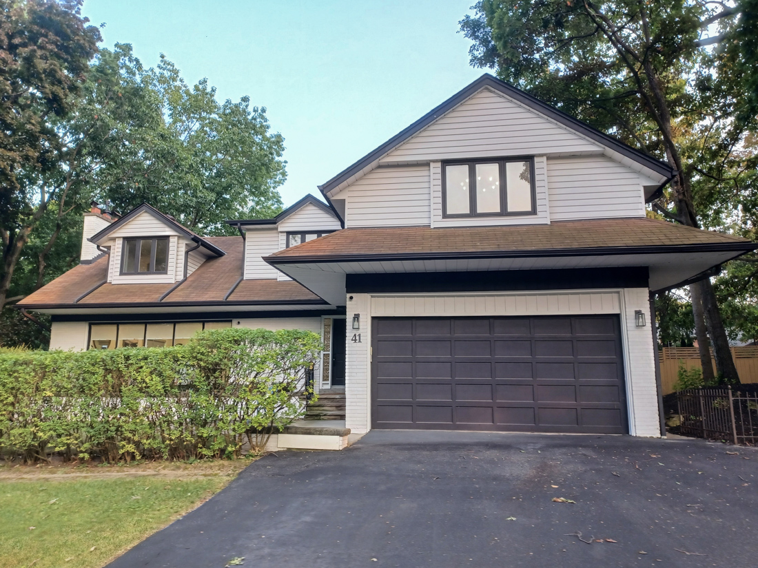 Modern grey garage door on Canadian home