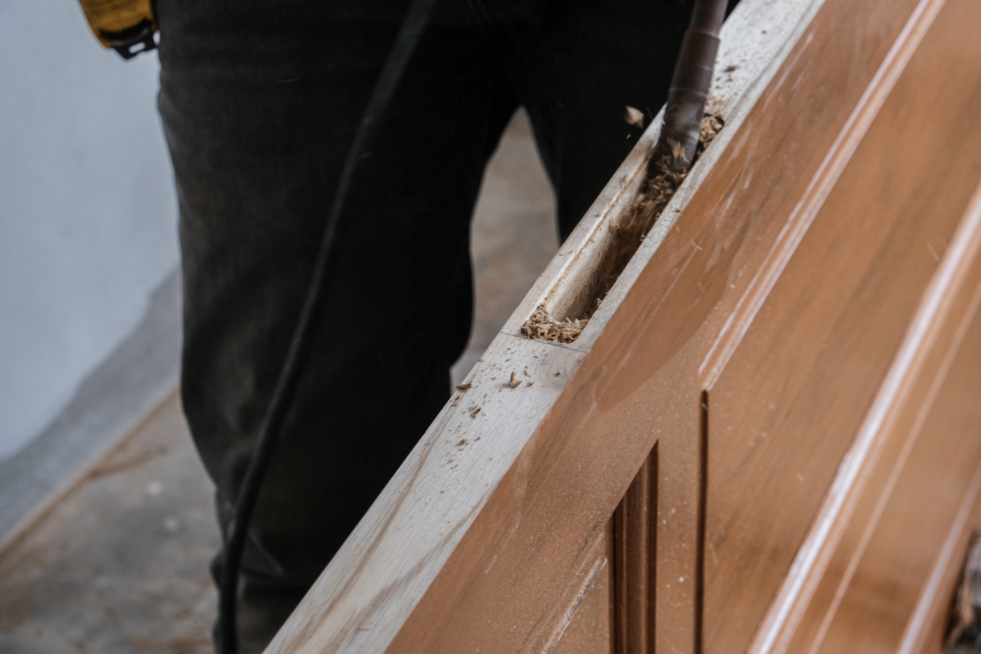 Door threshold repair on wood entry door
