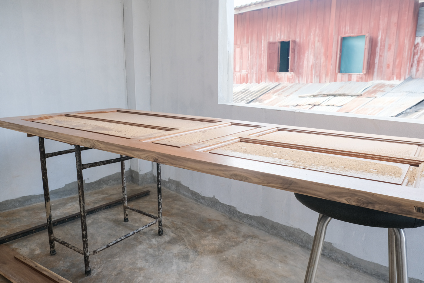 Wood door prepared for commercial installation