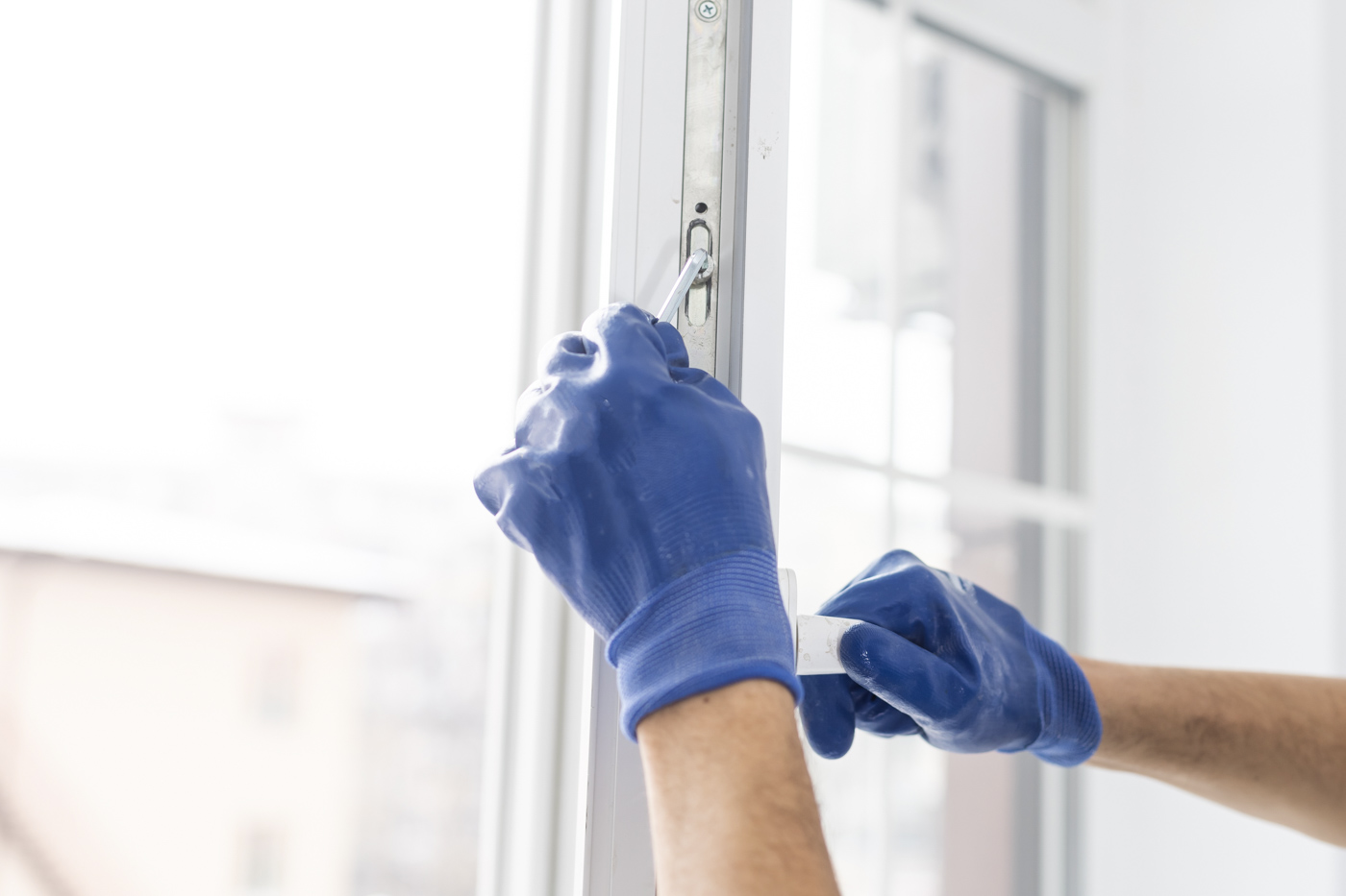 Commercial window installation in office building