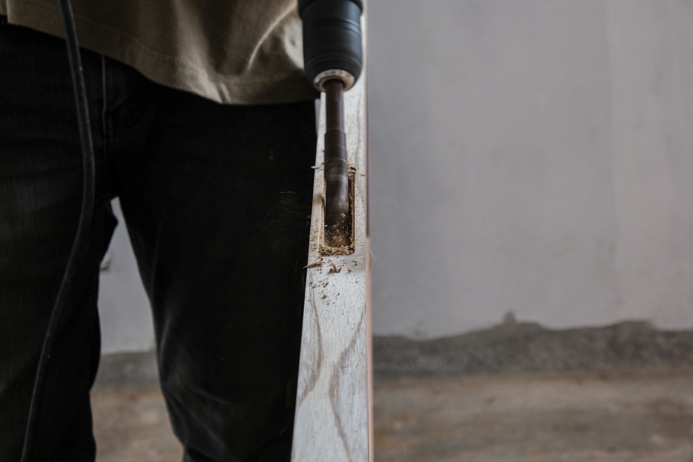 Awning window frame installation drilling