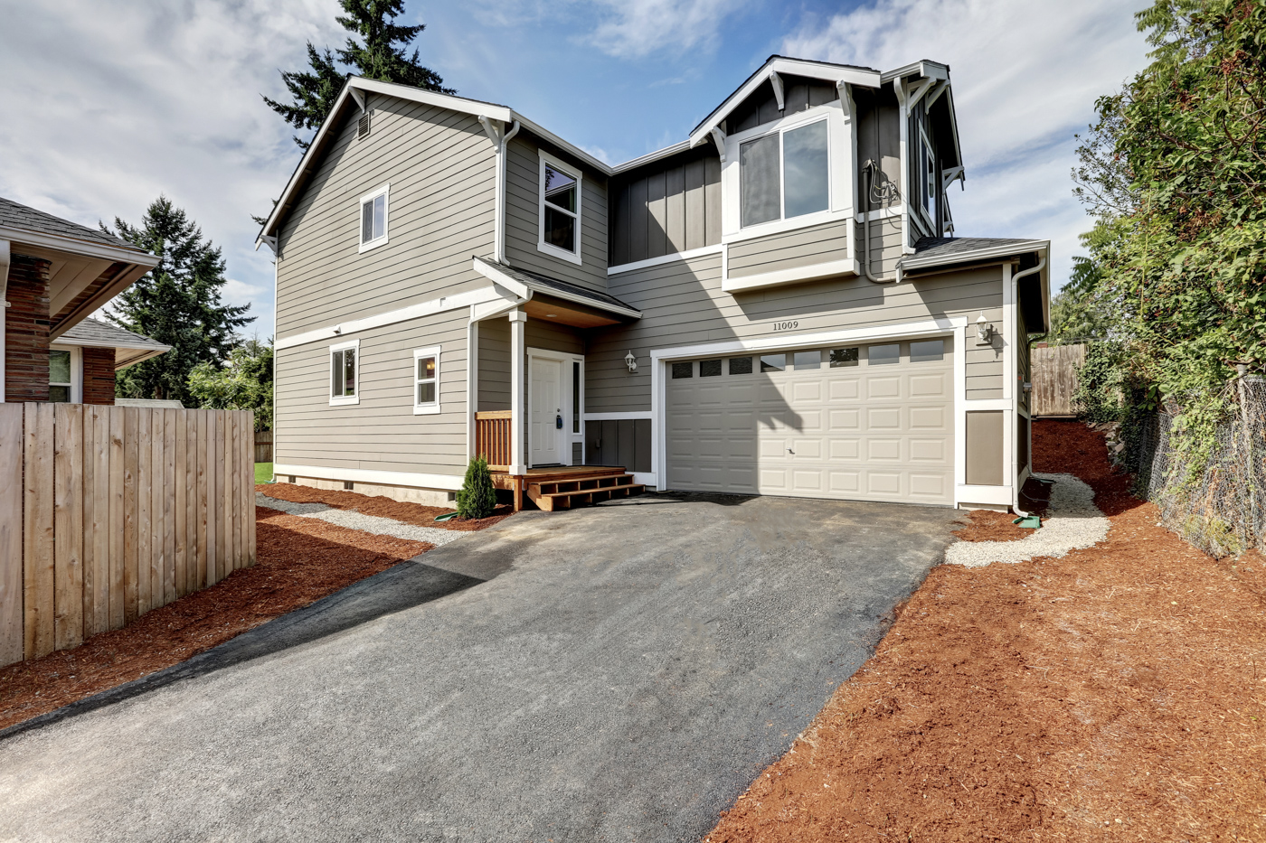 Residential garage door on modern Canadian home